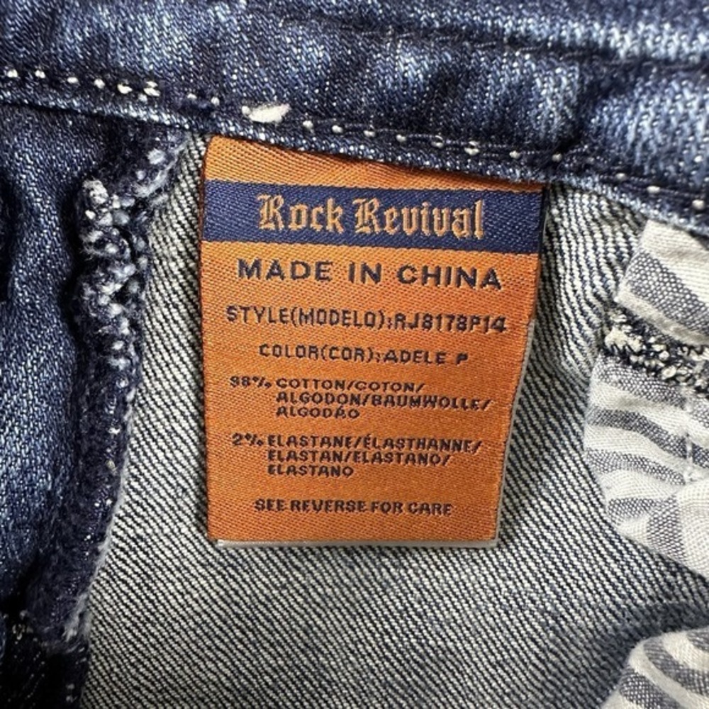 Rock Revival Capri Jeans Women 29 *28x19.5* Blue Denim Distressed - Picture 6 of 13